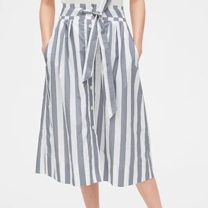 NEW Gap Tie-Belt Button-Front Stripe Midi Skirt Sailor Preppy Size 4 Tall
